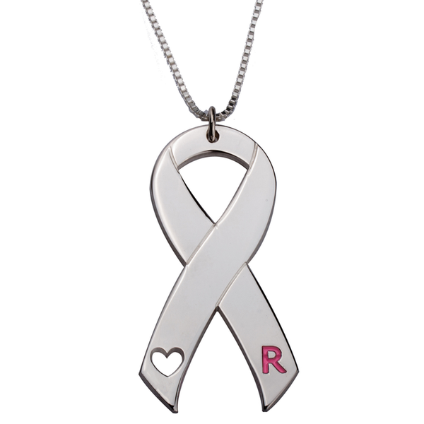 Anita Pink Initial Breast Cancer Necklace