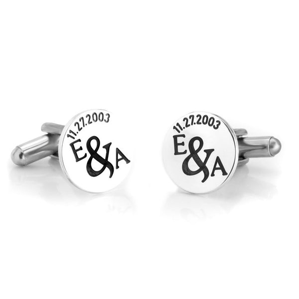 Otto Date and Initials Engraved Men Cufflinks
