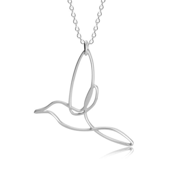Hummingbird Line Art Necklace