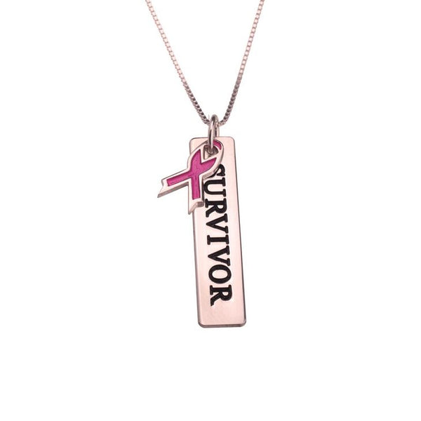 Breast Cancer Survivor Bar Necklace