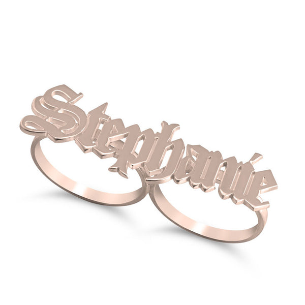 Xio Old English Two Finger Name Ring