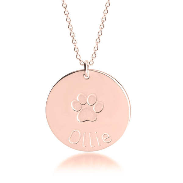 Ollie Circle Dog Paw Necklace