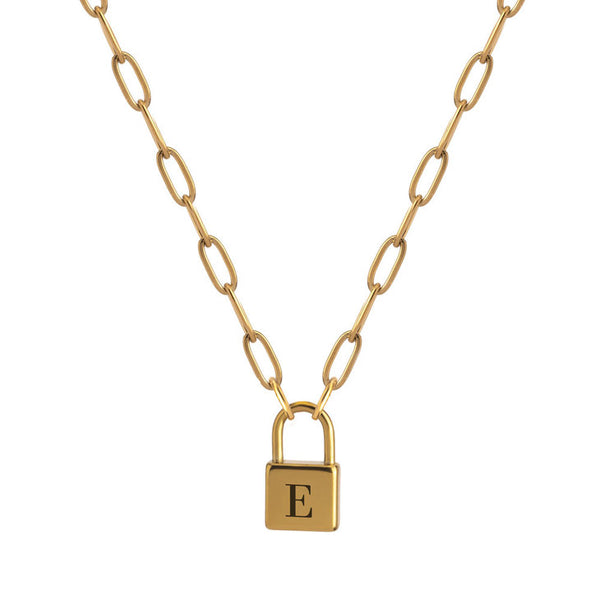 Bali Lock Paperclip Initial Necklace