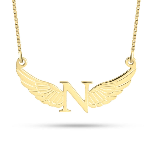 Agnola Initial with Wings Necklace