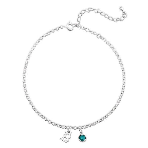 Darling Initial Anklet with Birthstone