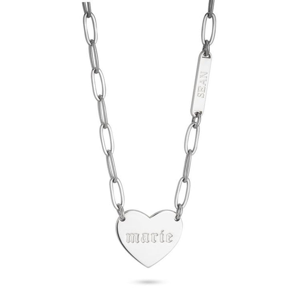 London Paperclip Heart and Bar Necklace
