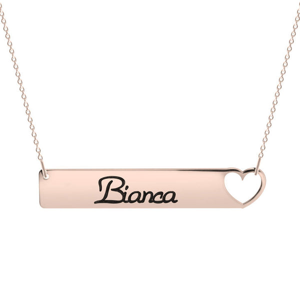 Dainty Heart Cut Out Bar Necklace