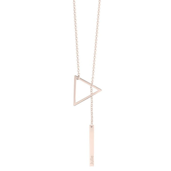Izel Engraved Hanging Bar & Triangle Necklace